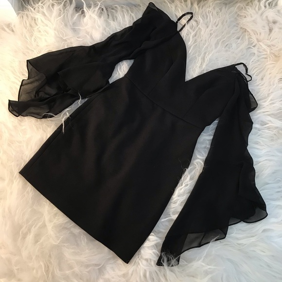 BCBGMaxAzria Pamella Cold Shoulder Dress In Black - Picture 2 of 6